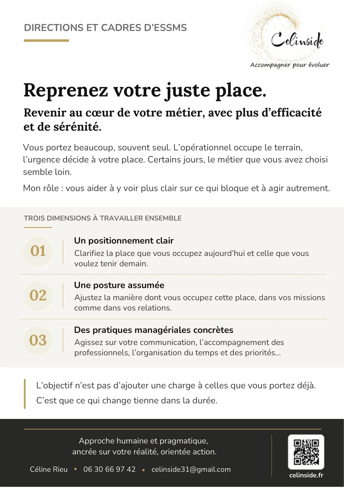 Flyer Celinside 2026, recto : Directions et cadres d'ESSMS, reprenez votre juste place